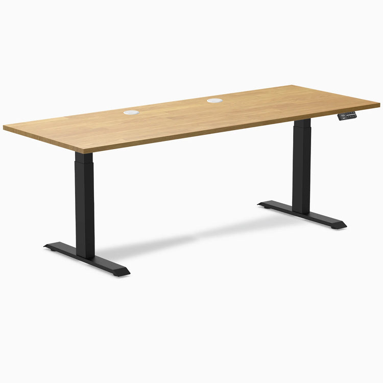 Bureau double assis-debout en bois d'hévéa Desky