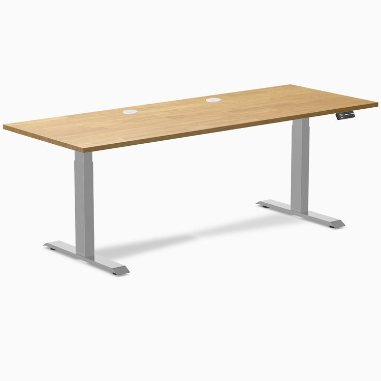Bureau double assis-debout en bois d'hévéa Desky