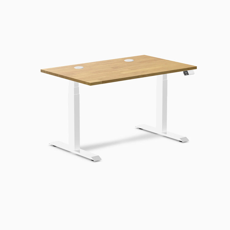 Bureau double assis-debout en bois d'hévéa Desky