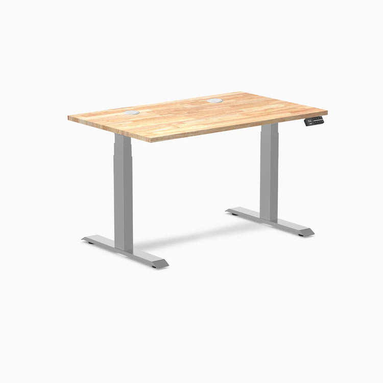 Bureau double assis-debout en bois d'hévéa Desky