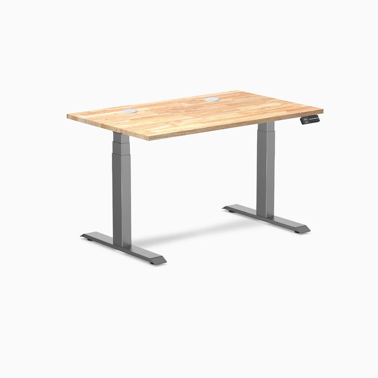 Bureau double assis-debout en bois d'hévéa Desky