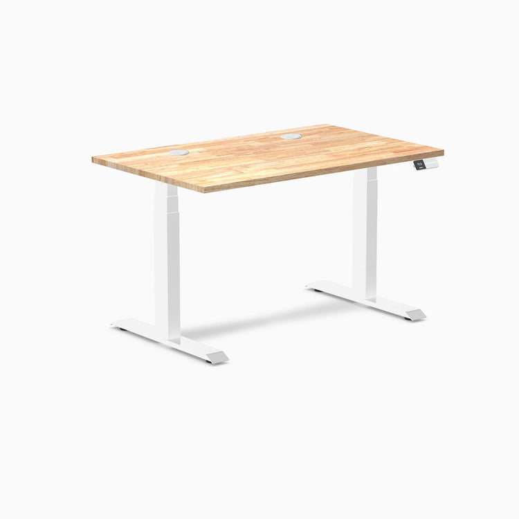 Bureau double assis-debout en bois d'hévéa Desky