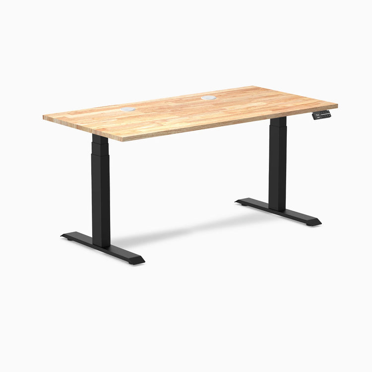 Bureau double assis-debout en bois d'hévéa Desky