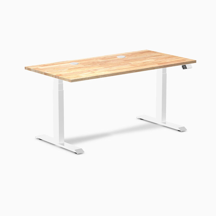 Bureau double assis-debout en bois d'hévéa Desky