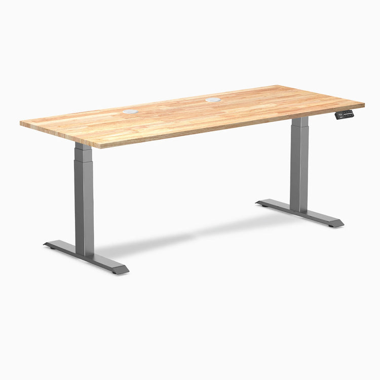 Bureau double assis-debout en bois d'hévéa Desky