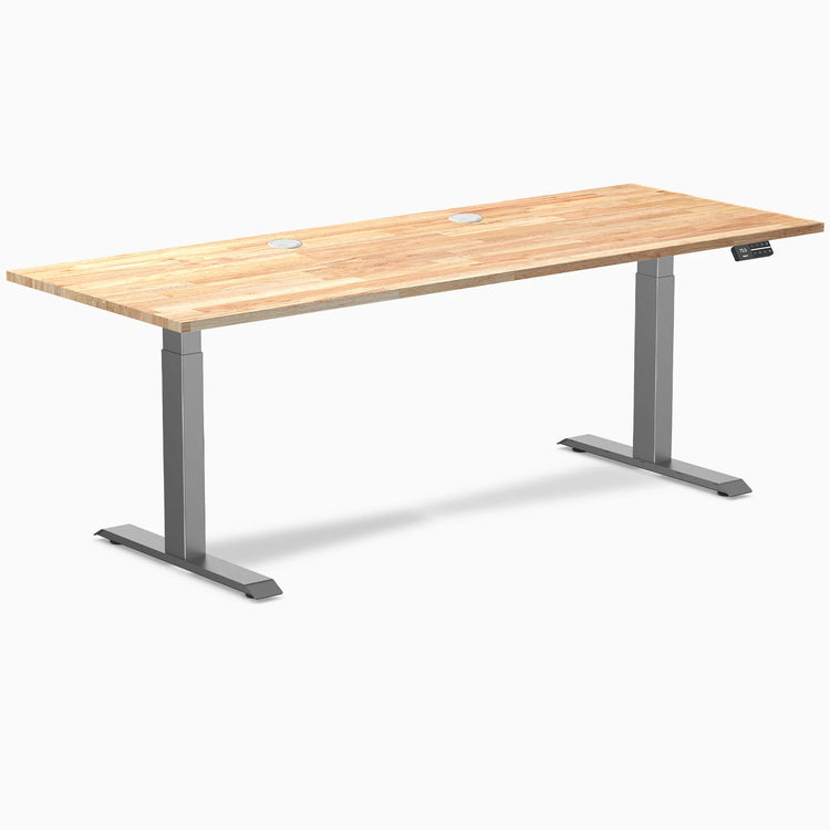 Bureau double assis-debout en bois d'hévéa Desky