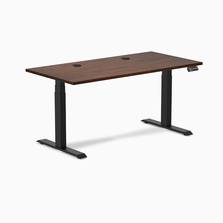 Bureau double assis-debout en bois d'hévéa Desky