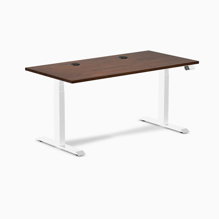 Bureau double assis-debout en bois d'hévéa Desky