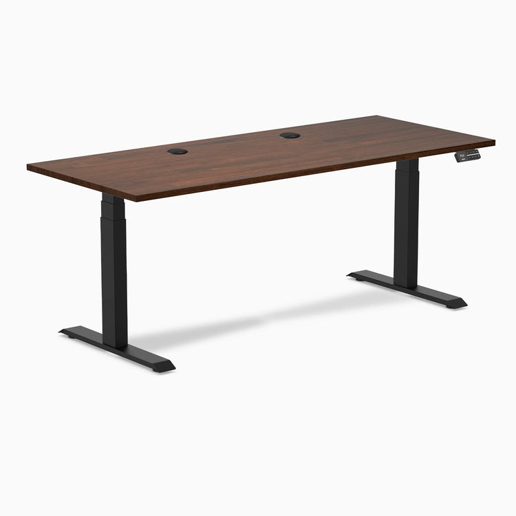 Bureau double assis-debout en bois d'hévéa Desky