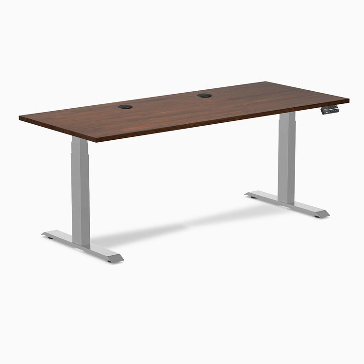 Bureau double assis-debout en bois d'hévéa Desky