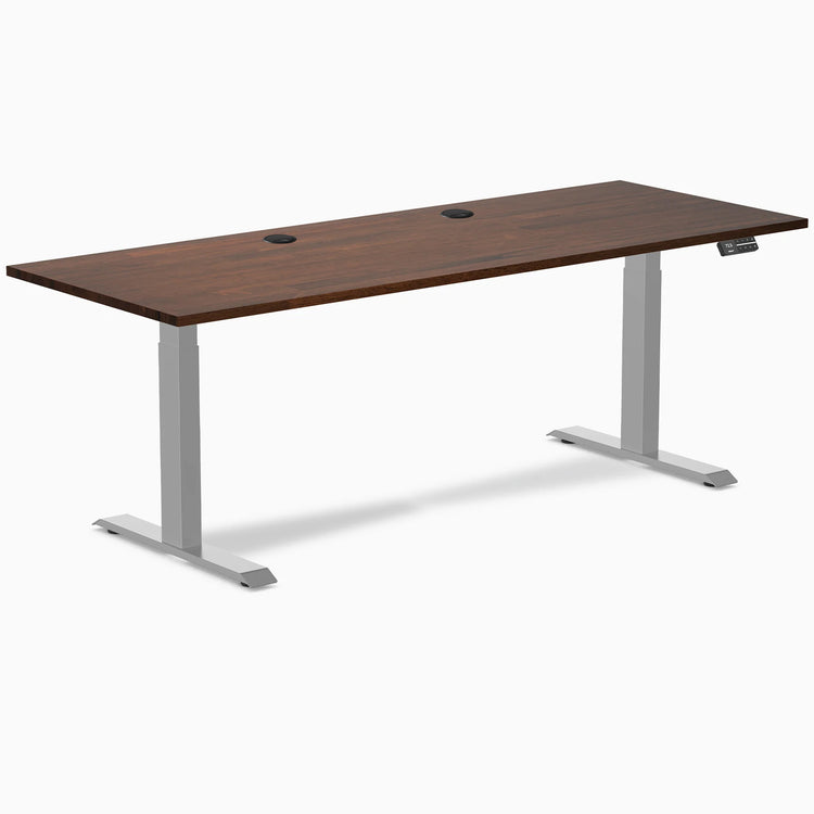 Bureau double assis-debout en bois d'hévéa Desky