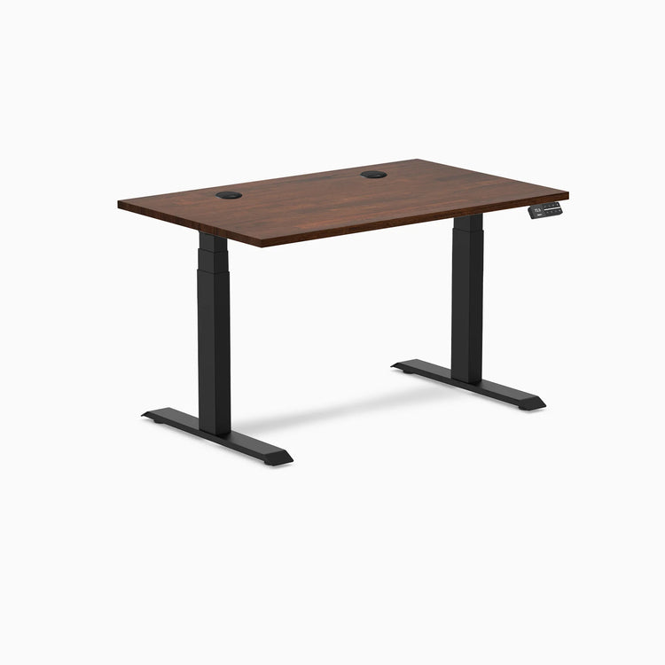 Bureau double assis-debout en bois d'hévéa Desky