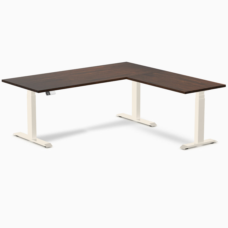 Desky Rubberwood L-Shape Sit Stand Desk