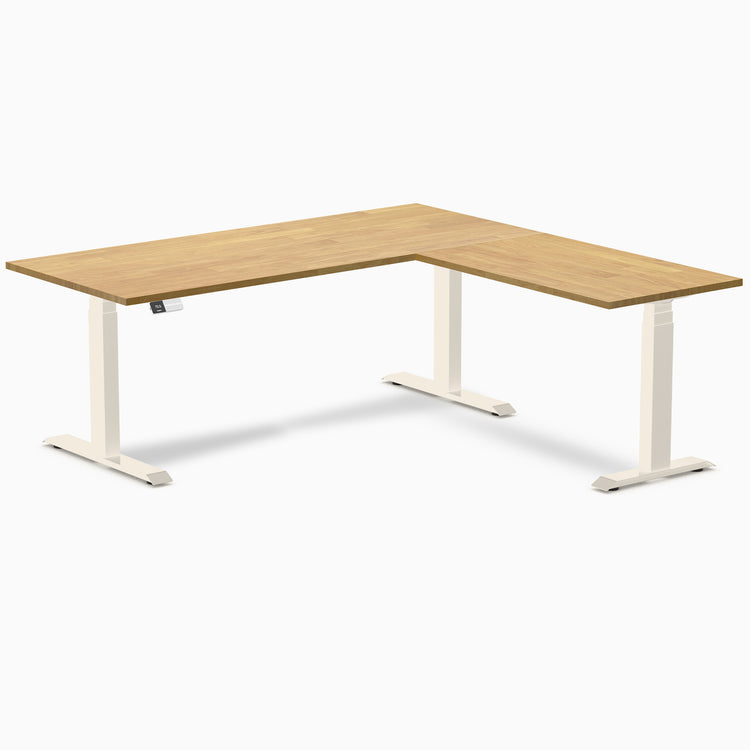 Desky Rubberwood L-Shape Sit Stand Desk