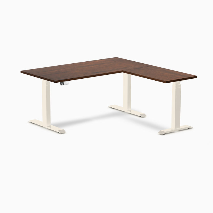 Desky Rubberwood L-Shape Sit Stand Desk