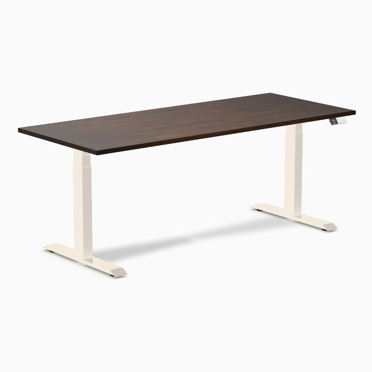 Bureau double assis-debout en bois d'hévéa Desky
