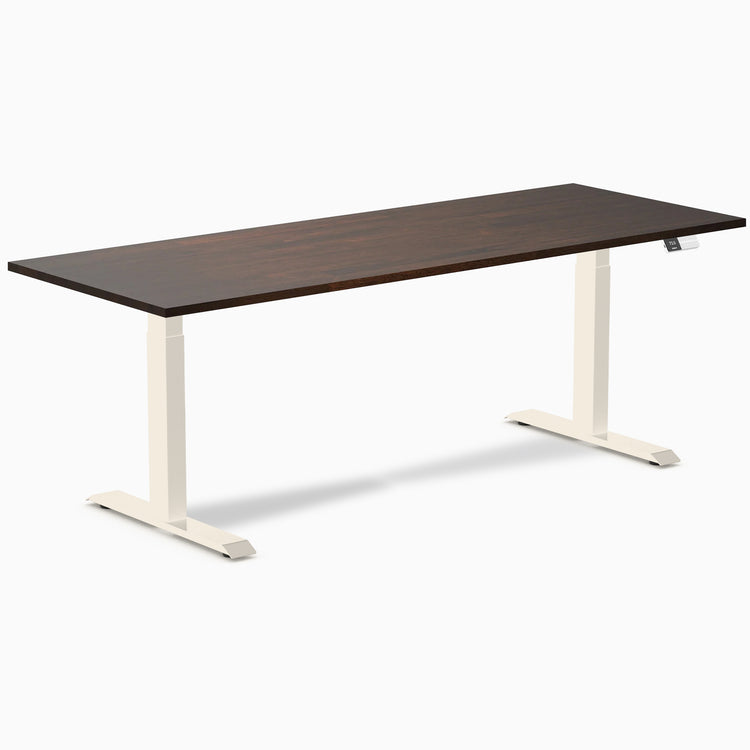 Bureau double assis-debout en bois d'hévéa Desky