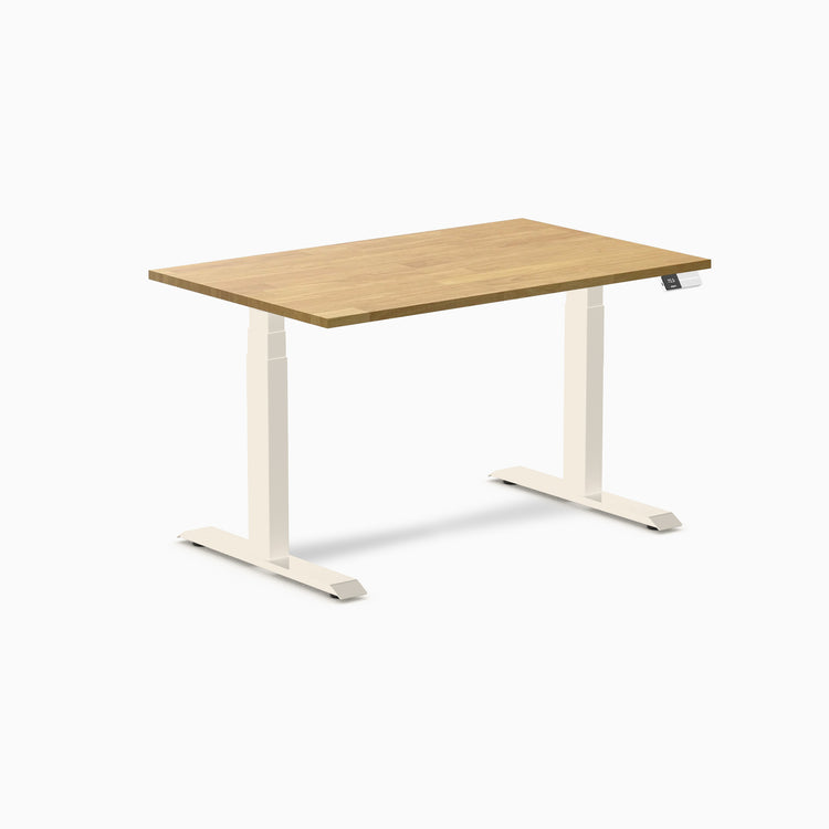 Bureau double assis-debout en bois d'hévéa Desky