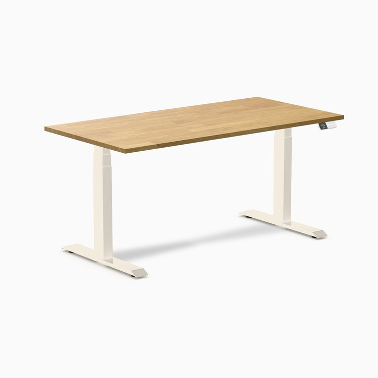 Bureau double assis-debout en bois d'hévéa Desky