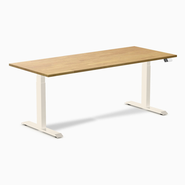 Bureau double assis-debout en bois d'hévéa Desky