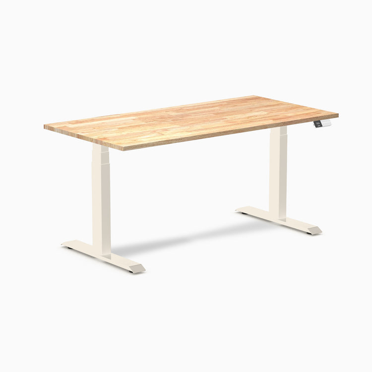 Bureau double assis-debout en bois d'hévéa Desky