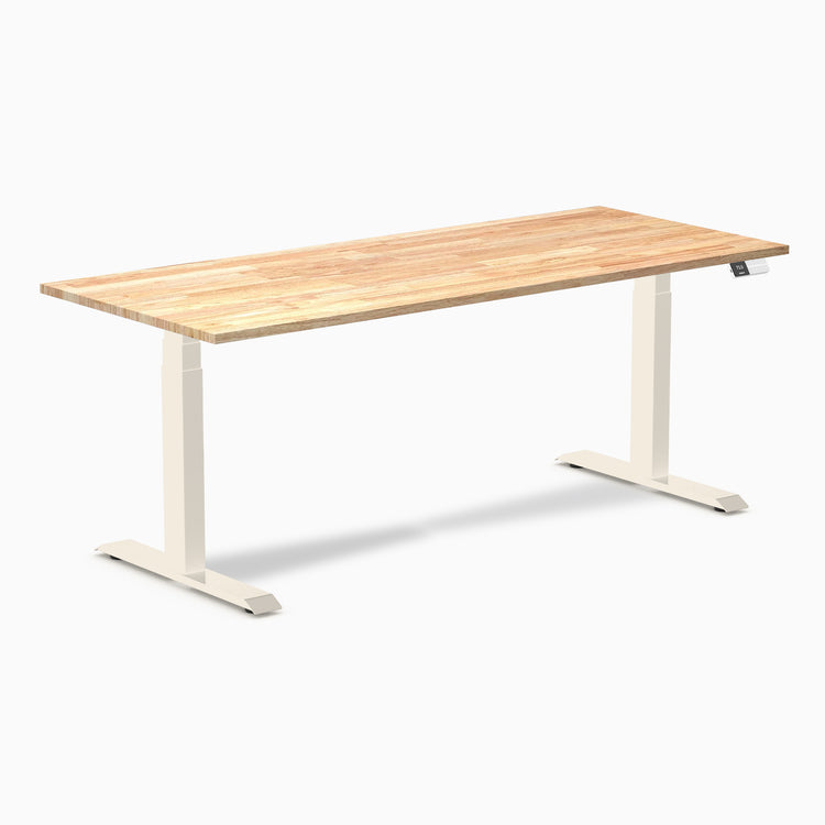 Bureau double assis-debout en bois d'hévéa Desky