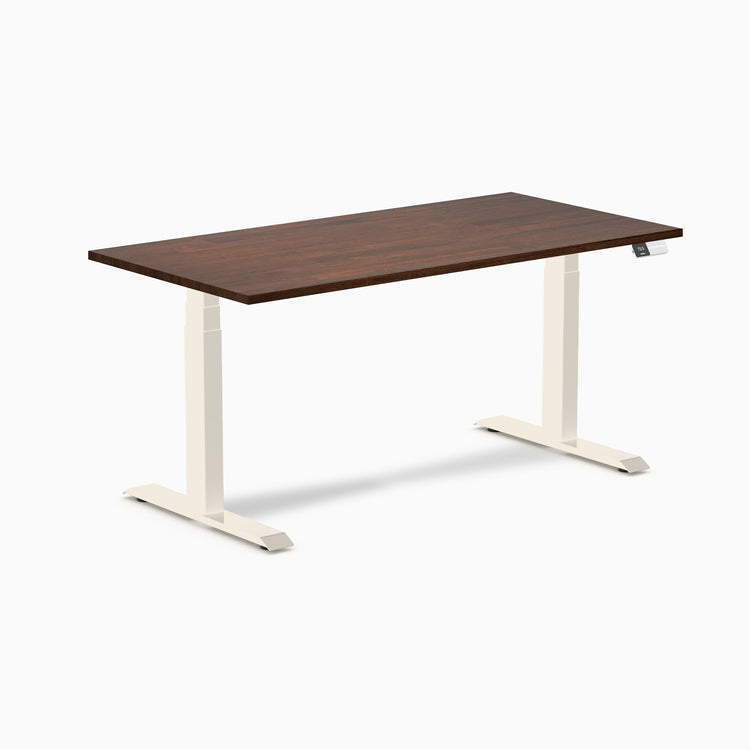 Bureau double assis-debout en bois d'hévéa Desky