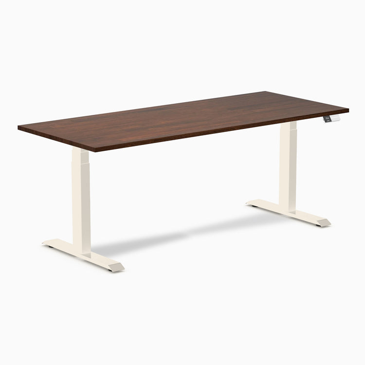 Bureau double assis-debout en bois d'hévéa Desky
