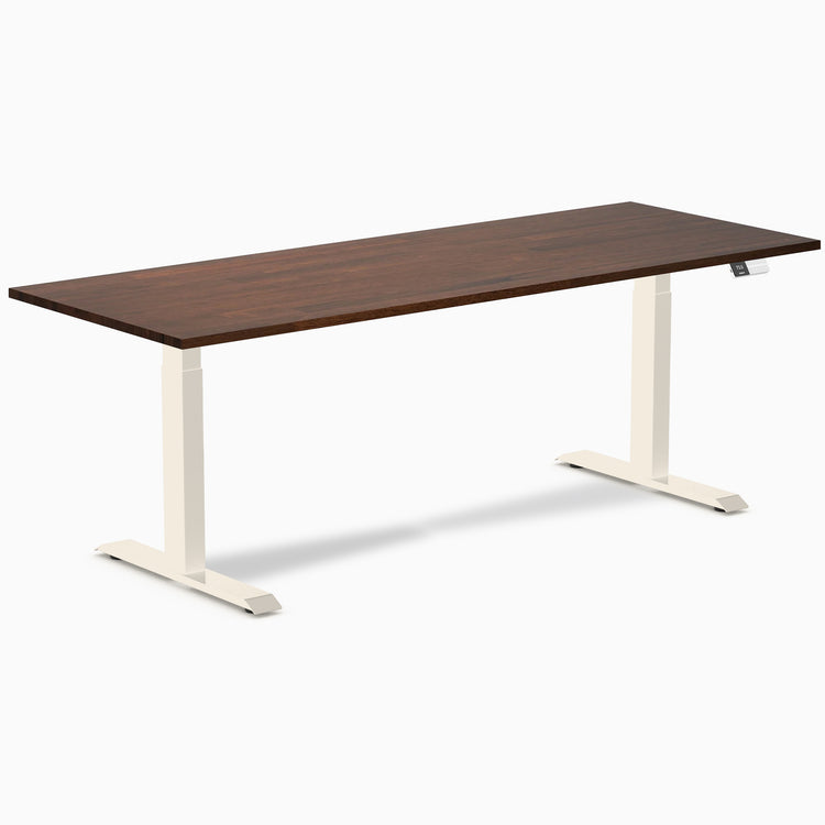 Bureau double assis-debout en bois d'hévéa Desky
