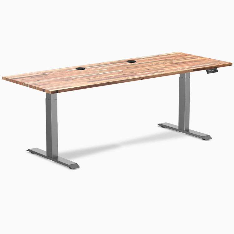 Bureau assis-debout double en bois tendre Desky