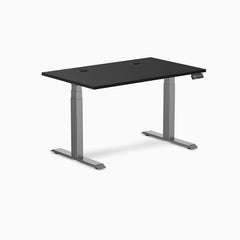 Desky Dual Laminate Sit Stand Desk, Black desktop, Space Grey frame