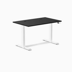 Desky Dual Laminate Sit Stand Desk, Black desktop, White frame