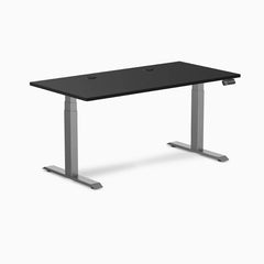 Desky Dual Laminate Sit Stand Desk, Black desktop, Space Grey frame