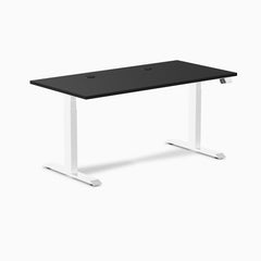 Desky Dual Laminate Sit Stand Desk, Black desktop, White frame