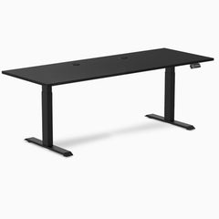 Desky Dual Laminate Sit Stand Desk, Black desktop, Matte Black frame