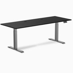 Desky Dual Laminate Sit Stand Desk, Black desktop, Space Grey frame