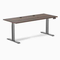 Desky Dual Laminate Sit Stand Desk, Jarrah Legno desktop, Space Grey frame