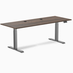 Desky Dual Laminate Sit Stand Desk, Jarrah Legno desktop, Space Grey frame