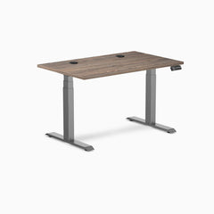 Desky Dual Laminate Sit Stand Desk, Natural Walnut desktop, Space Grey frame