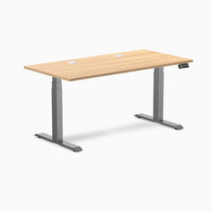 Desky Dual Laminate Sit Stand Desk, Sublime Teak desktop, Space Grey frame