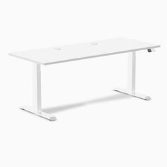 Desky Dual Laminate Sit Stand Desk, White desktop, White frame