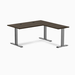 Desky Zero Bamboo L-Shape Office Desk, Dark Bamboo desktop, Space Grey frame