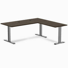 Desky Zero Bamboo L-Shape Office Desk, Dark Bamboo desktop, Space Grey frame