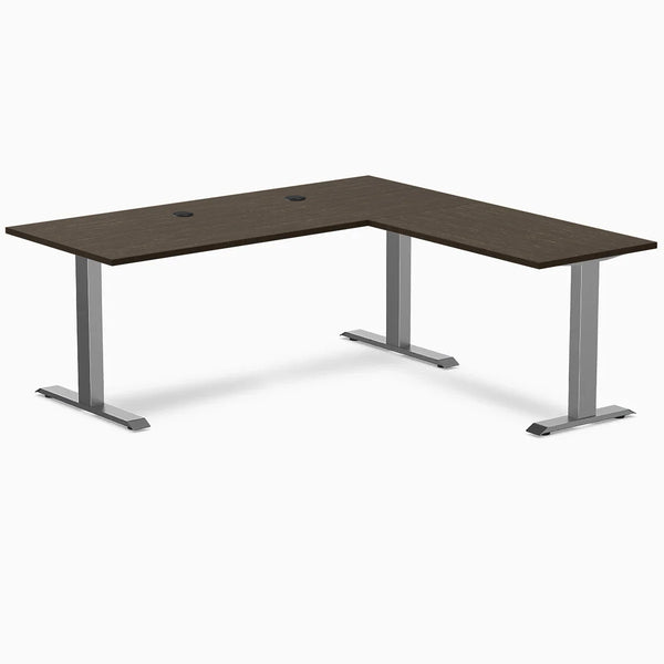 Desky Zero Bamboo L-Shape Office Desk, Dark Bamboo desktop, Space Grey frame