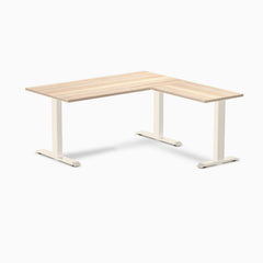 Desky Zero Laminate L-Shape Office Desk, Classic Oak desktop, Wheat frame