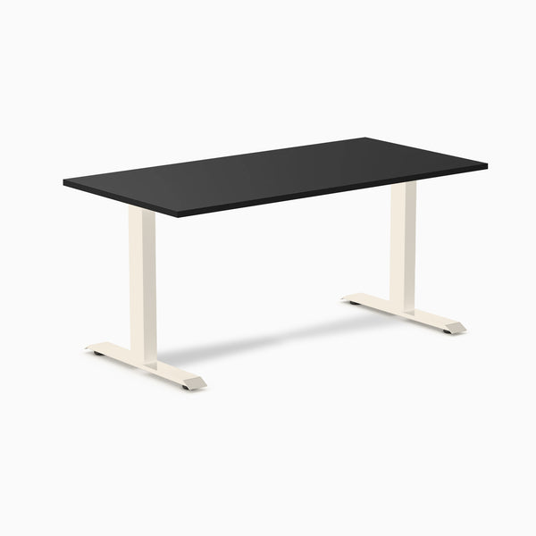Desky Zero Laminate Office Desk, Black desktop, Wheat frame