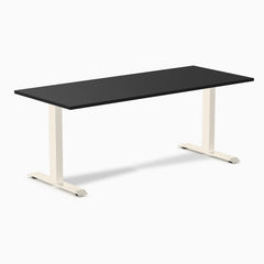 Desky Zero Laminate Office Desk, Black desktop, Wheat frame