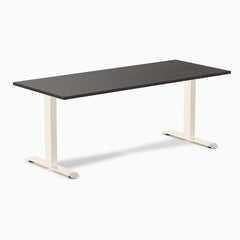 Desky Zero Laminate Office Desk, Burnished Wood desktop, Wheat frame
