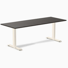 Desky Zero Laminate Office Desk, Burnished Wood desktop, Wheat frame