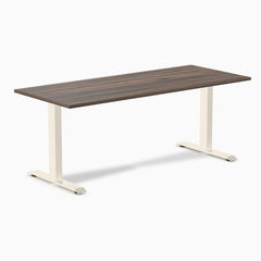 Desky Zero Laminate Office Desk, Jarrah Legno desktop, Wheat frame